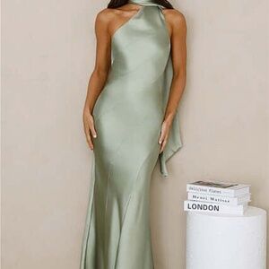 Sage Satin Maxi Dress by Hello Molly